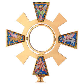 Monstrance in brass and enamel, Four Evangelists