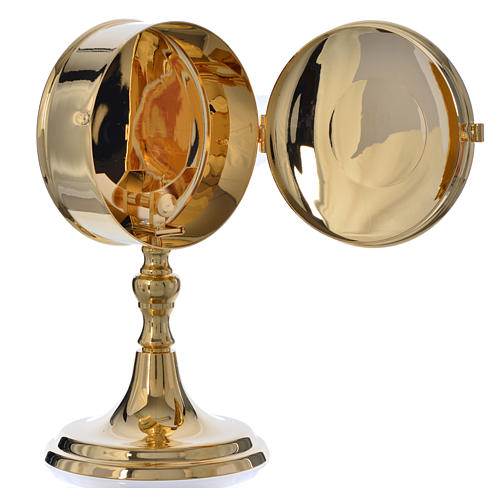 Pyx for host in gold-plated brass with stand 10cm diam 3