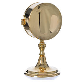 Caixa de hóstia com luneta latão dourado diâmetro 10 cm