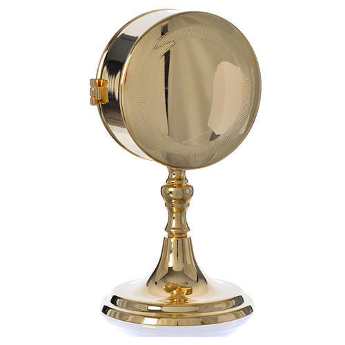Caixa de hóstia com luneta latão dourado diâmetro 10 cm 2