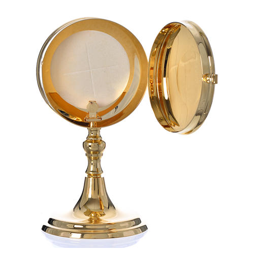 Caixa de hóstia com luneta latão dourado diâmetro 10 cm 4