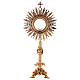 Monstrance for Magna host in brass with red stones H80cm s1