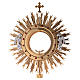 Monstrance for Magna host in brass with red stones H80cm s2