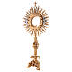 Monstrance for Magna host in brass with red stones H80cm s4