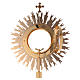 Monstrance for Magna host in brass with red stones H80cm s8