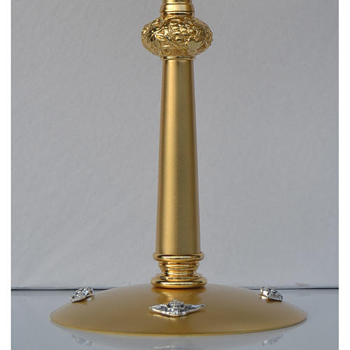 Monstrance for Magna host in golden brass with red stones 3