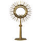 Monstrance for Magna host in golden brass with red stones s1