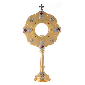 Monstrance in brass with red enamel