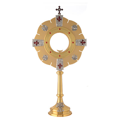 Monstrance in brass with red enamel 1
