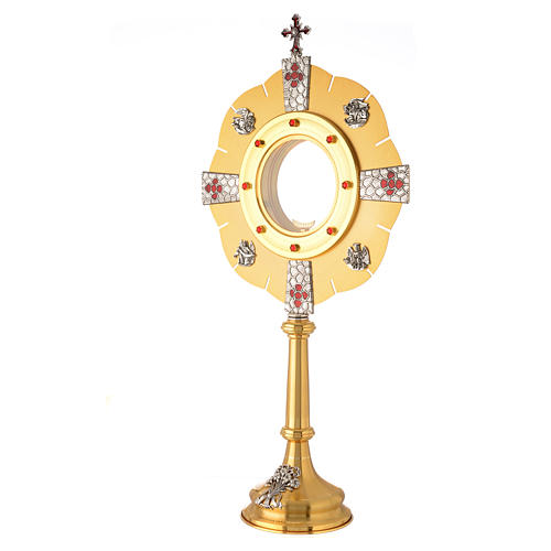 Monstrance in brass with red enamel 2