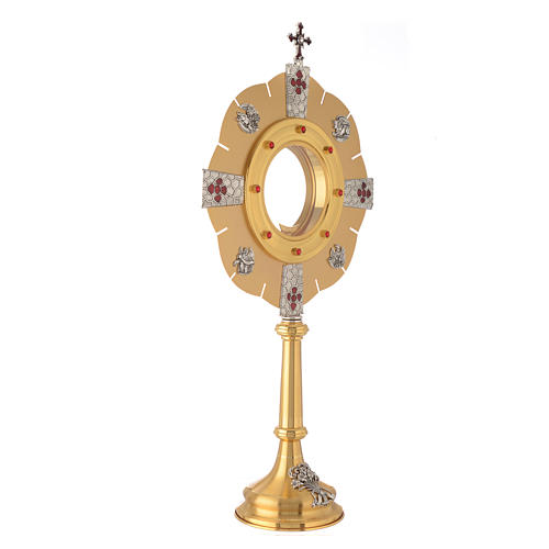 Monstrance in brass with red enamel 3