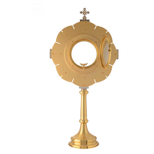 Monstrance in brass with red enamel 4