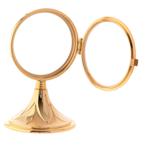 Monstrance shrine gold-plated brass 13cm 2