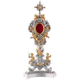 Reliquary in bicolor brass with golden angels