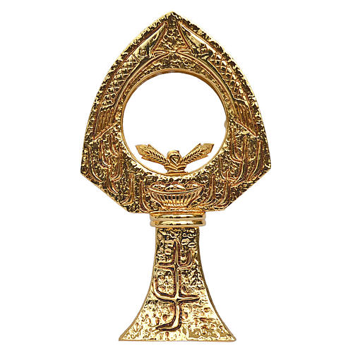 Monstrance gold-plated brass 26cm with luna 1