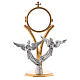 Exposition monstrance, 22cm in brass with silver angels s1