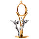Exposition monstrance, 22cm in brass with silver angels s3