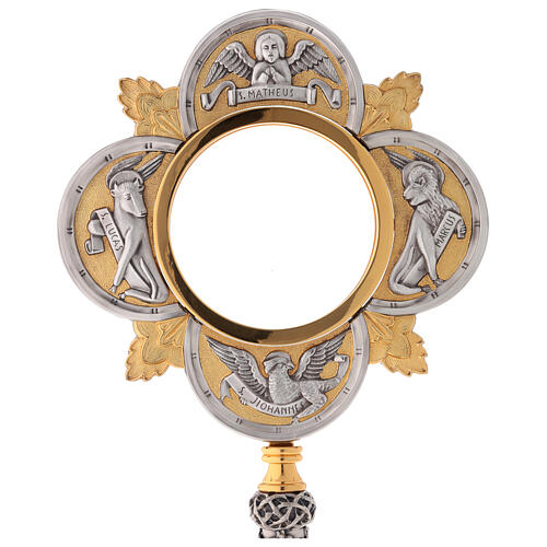 Casted monstrance, gold plated brass, diam. 11 cm 2