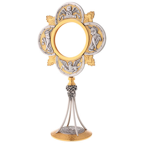 Casted monstrance, gold plated brass, diam. 11 cm 4