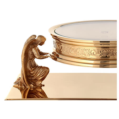 Base for monstrance by Molina in golden brass, gothic style 3