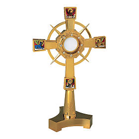 Ostensorio Molina Evangelisti pietre e XP 50cm ottone dorato