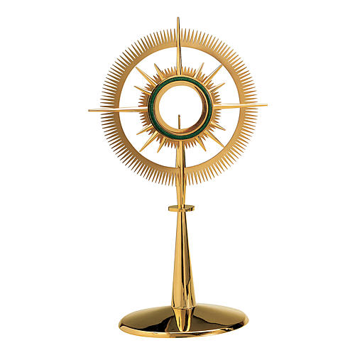 Molina ostensory modern style fire enamel 60 cm height in golden brass 1