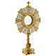 Ostensory for altar bread in two tones with hands and stones in brass 75 cm s3