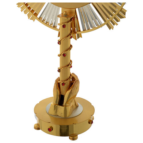 Ostensorio ostia magna bicolore mani e pietre ottone 75 cm 6