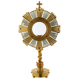 Monstrance in two tones with hands and stones 29.5 inc