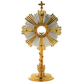 Monstrance in two tones with hands and stones 25.5 inches