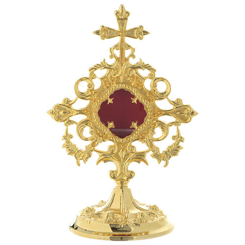 Reliquiar mit Kreuz vergoldeten Messing 25cm 1