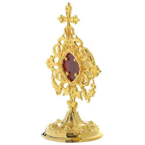 Reliquiar mit Kreuz vergoldeten Messing 25cm 3