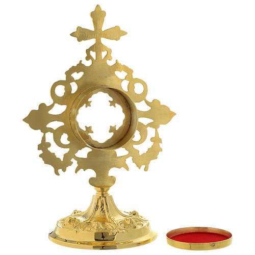 Reliquiar mit Kreuz vergoldeten Messing 25cm 4