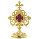 Reliquiar mit Kreuz vergoldeten Messing 25cm s1