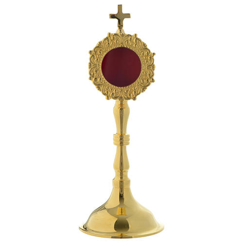 Simple style reliquary in gold plated brass 8 inc 1