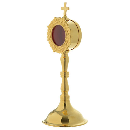 Simple style reliquary in gold plated brass 8 inc 3