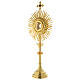 Monstrance in golden brass with red stone on cross 70 cm s3