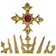 Monstrance in golden brass with red stone on cross 70 cm s4