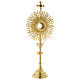 Monstrance in golden brass with red stone on cross 70 cm s5