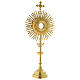 Monstrance in golden brass with red stone on cross 70 cm s6