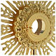 Monstrance in golden brass with red stone on cross 70 cm s7