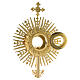 Monstrance in golden brass with red stone on cross 70 cm s8