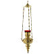 Hanging lamp in golden brass with leaves decoration 60 cm s1