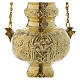 Hanging lamp in golden brass with leaves decoration 60 cm s3