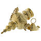 Hanging sanctuary lamp with leaf motif in golden brass 60 cm s6