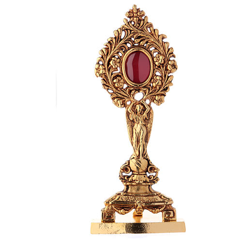 Reliquary in golden bronze with angel and flowers 25 cm 1