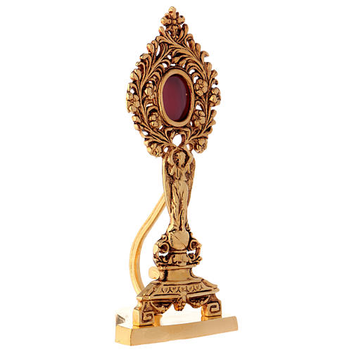 Reliquary in golden bronze with angel and flowers 25 cm 4