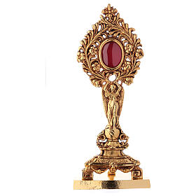 Gold plated bronze reliquary 10 in angel and flowers