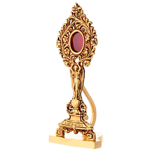 Gold plated bronze reliquary 10 in angel and flowers 3