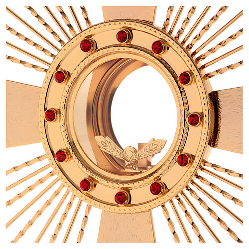 Casted brass monstrance 4 Evangelists red stones 3